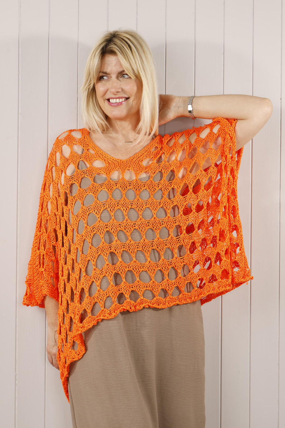 Cosima Open Knit Top Orange