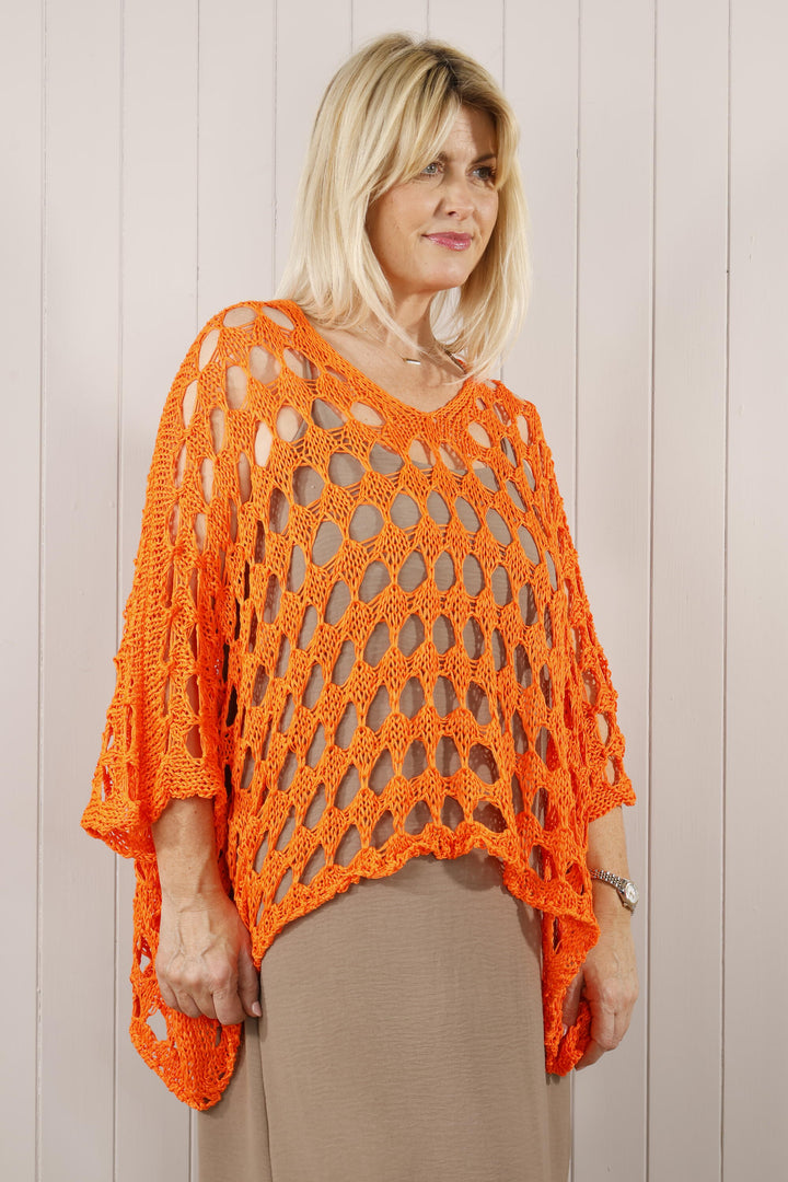 Cosima Open Knit Top Orange