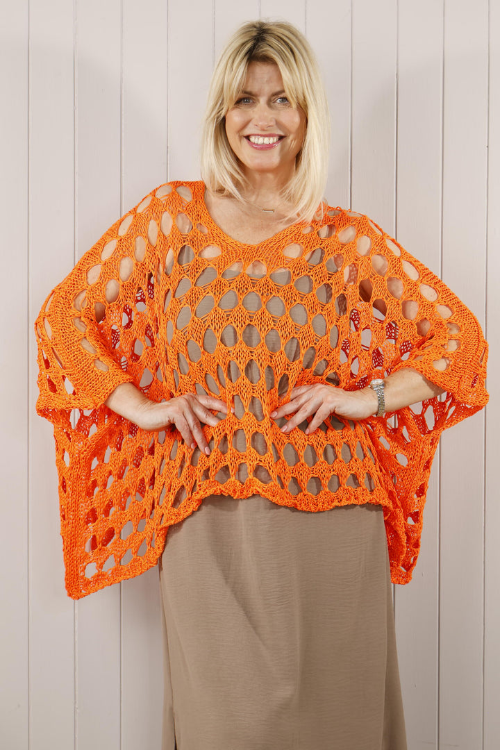 Cosima Open Knit Top Orange