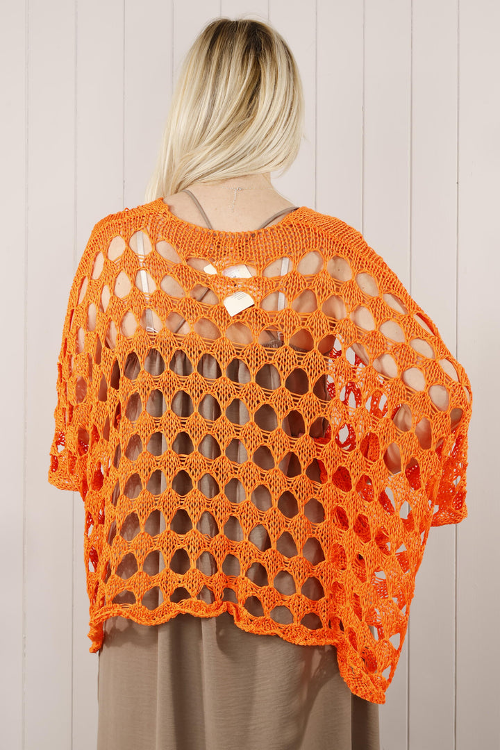 Cosima Open Knit Top Orange