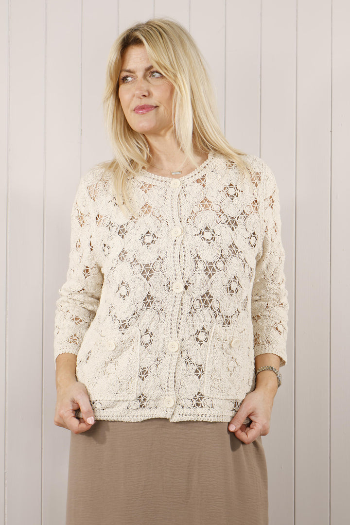 Zara Crochet cardi Beige Awaiting image