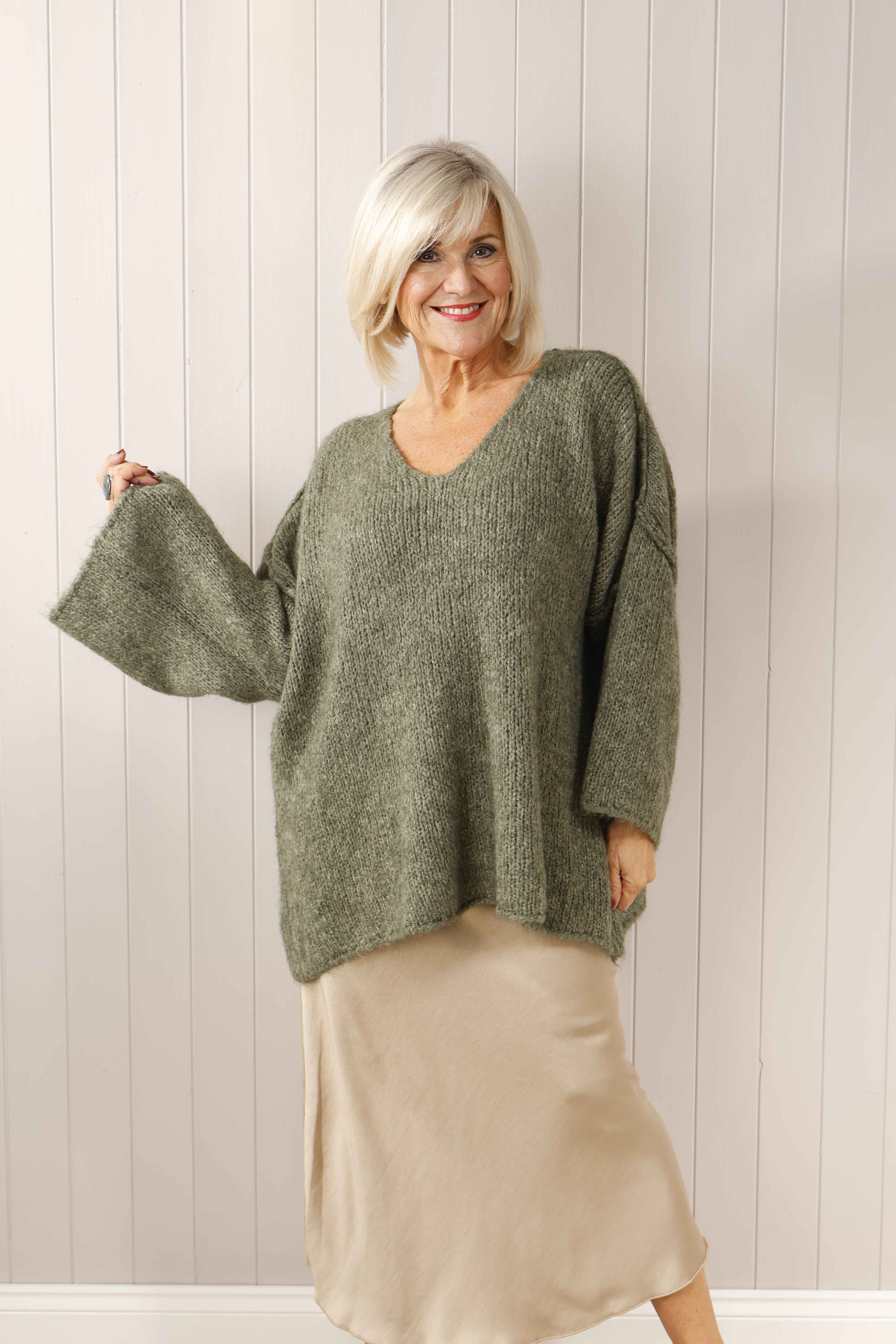 Cilla long sleeve jumper Moss Green Goose Island