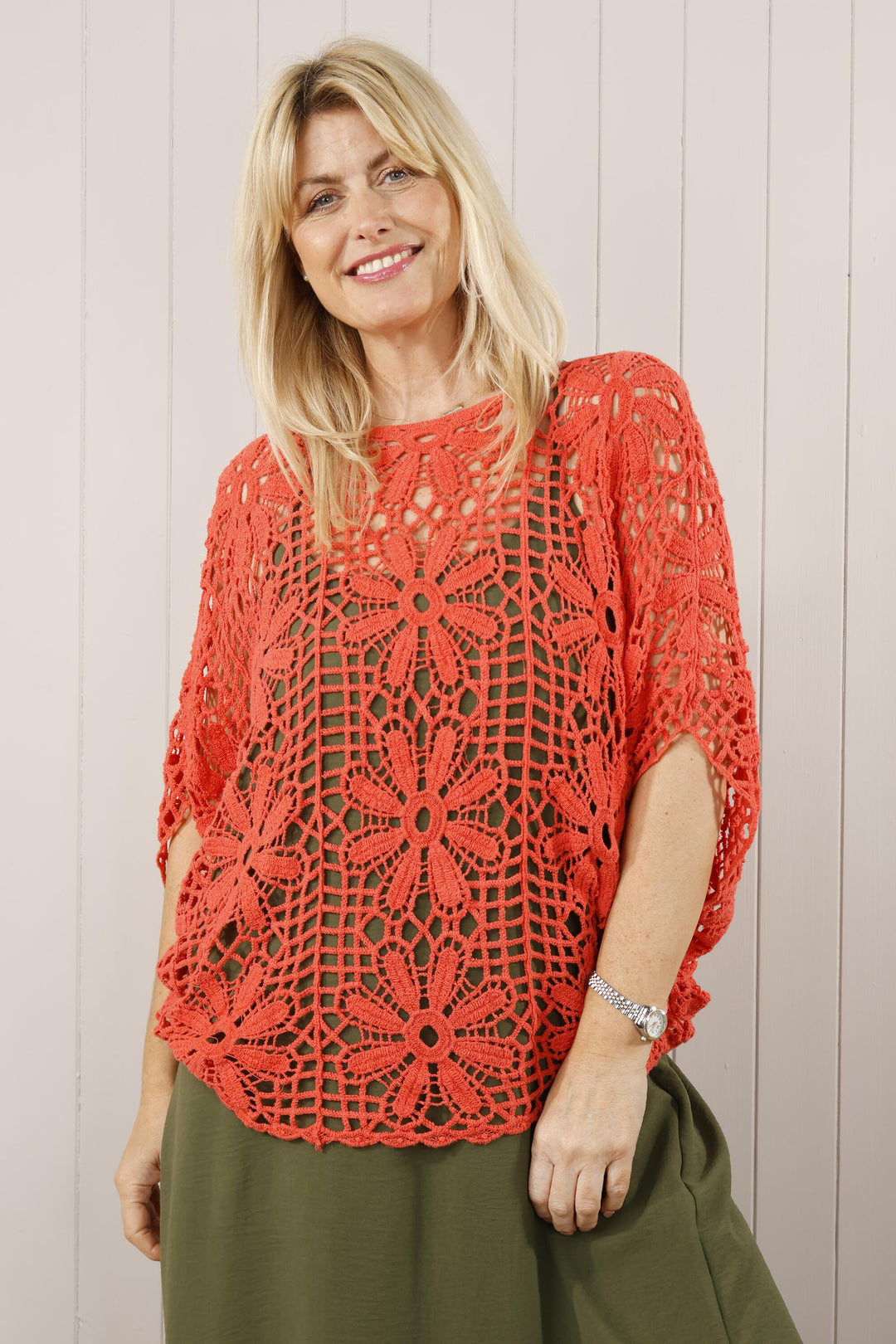 Esther Crochet Top Coral