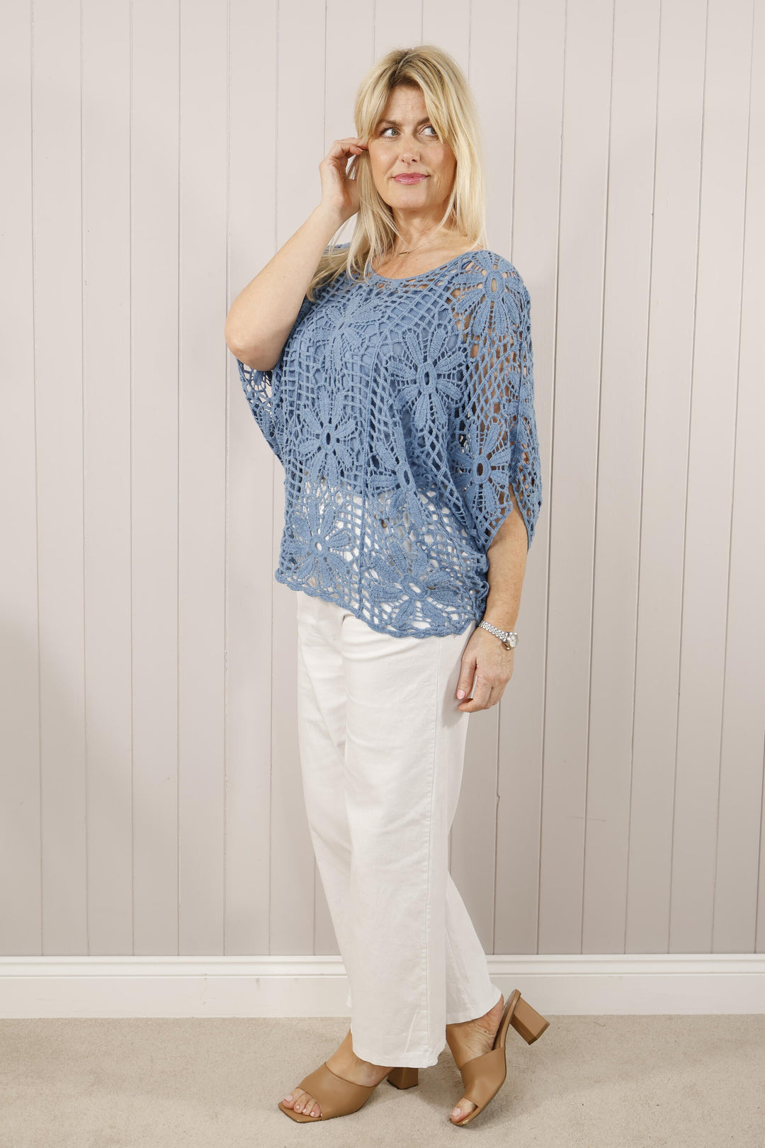 Esther Crochet Top Blue