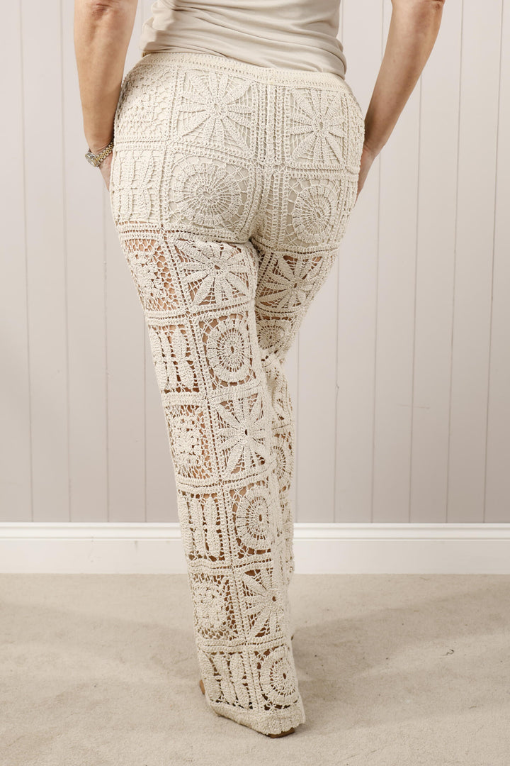 Iris Crochet Trousers Beige