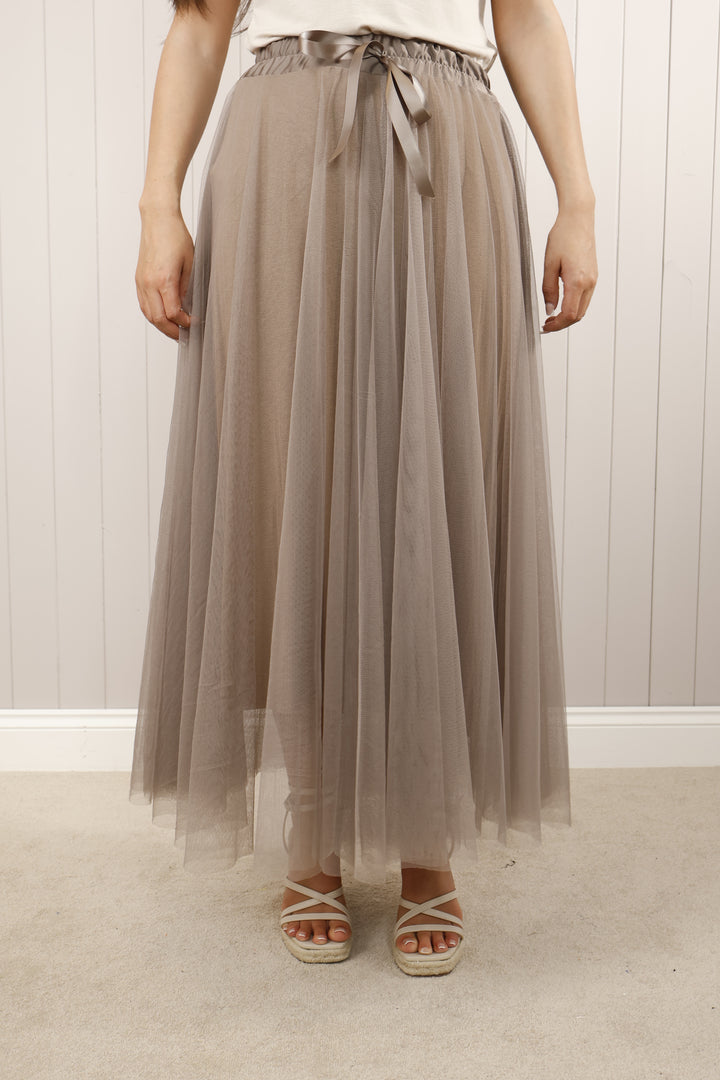 Tulle A-Line Skirt Latte