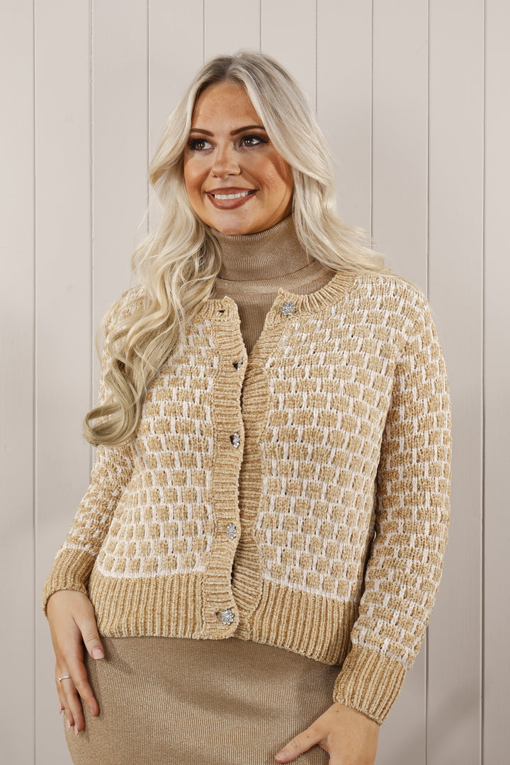 Bronny Chenille effect cardigan Camel