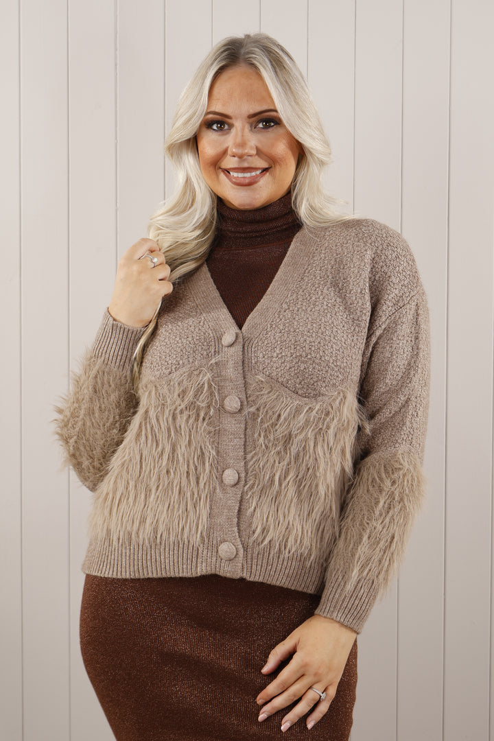 Bernice V Neck Cardigan Mocha