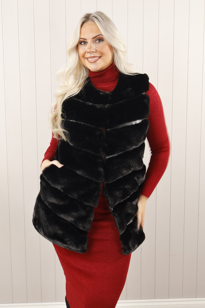 Black Faux Fur Gilet