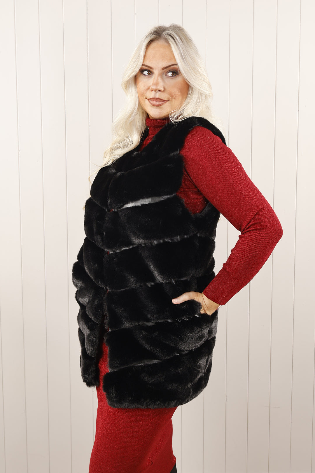 Black Faux Fur Gilet