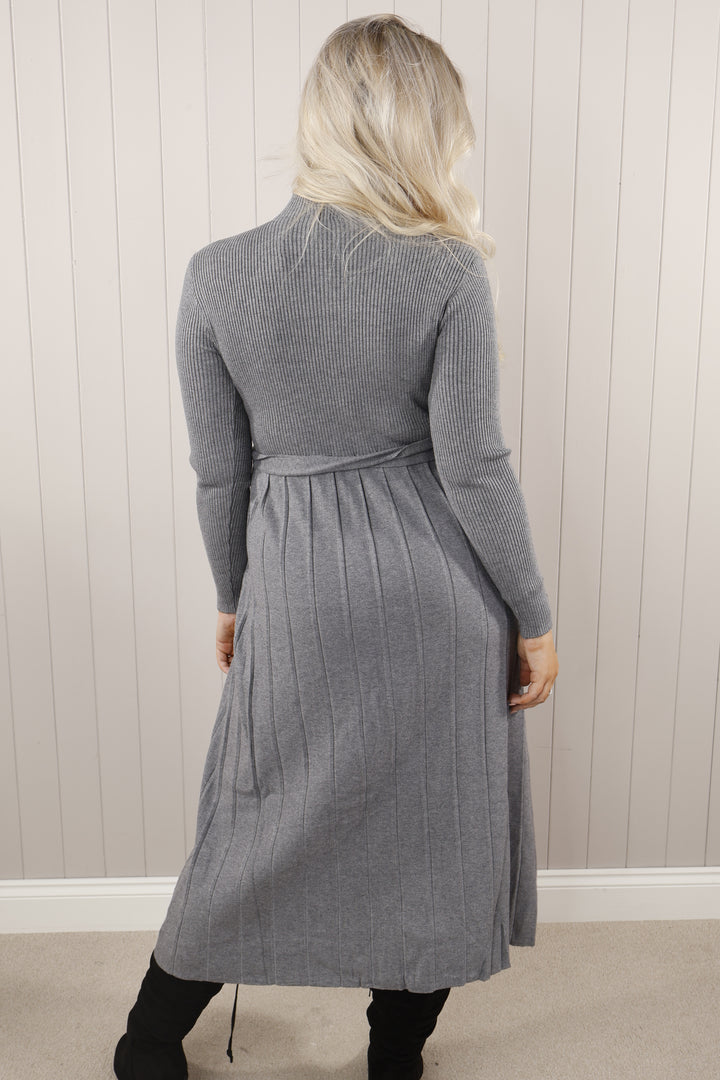 Quincy Pleat effect dress Grey