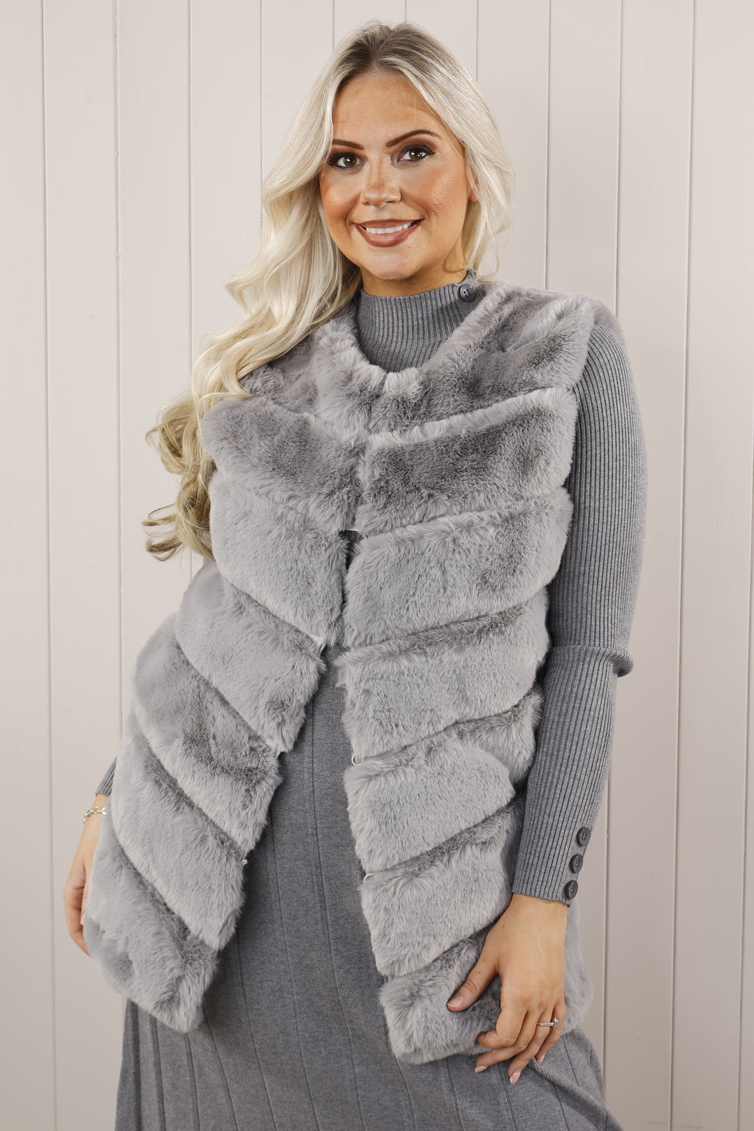 Grey Faux Fur Gilet