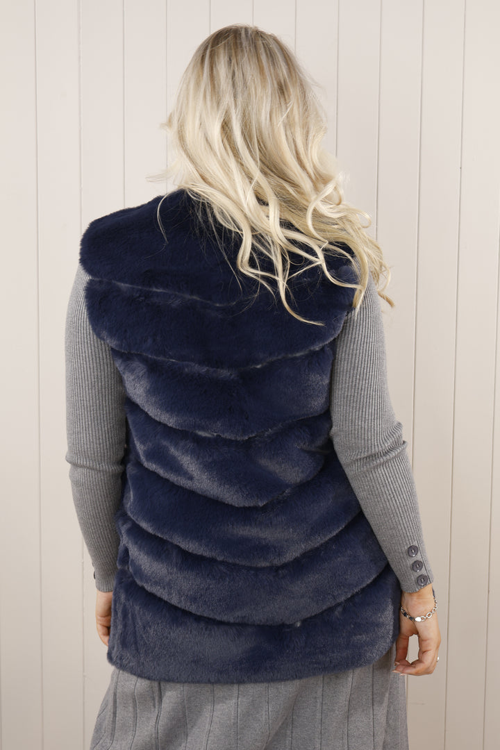 Navy Faux Fur Gilet