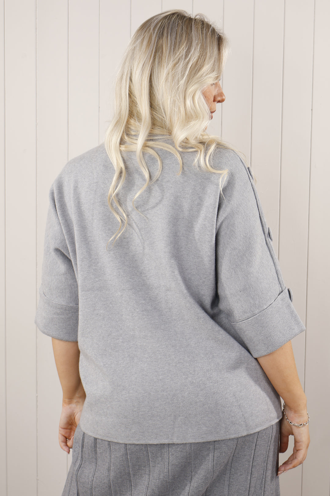 Sunlee Button Jumper Grey