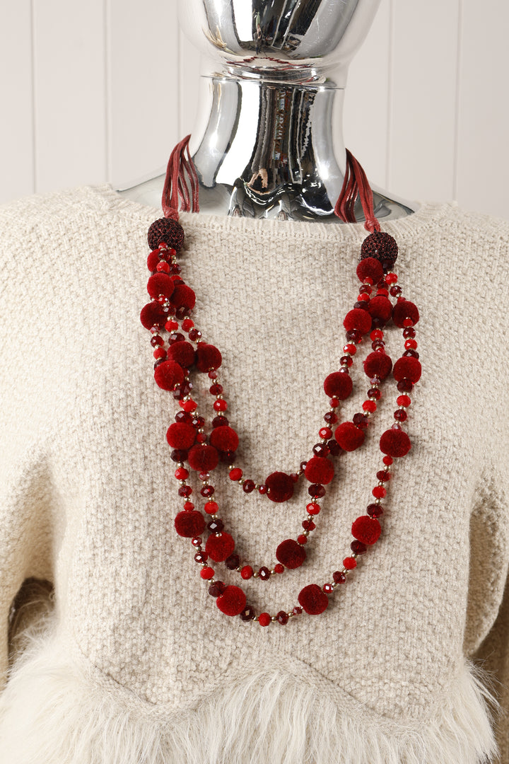 Holly Beaded Necklace Red