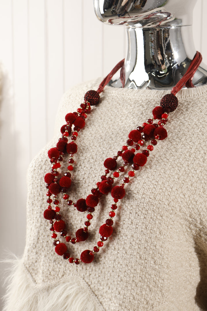 Holly Beaded Necklace Red