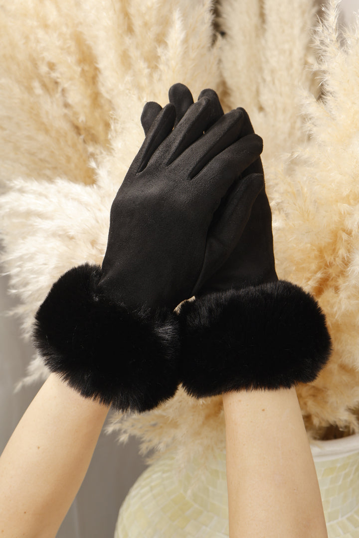 Marlee Wool cuff gloves Black