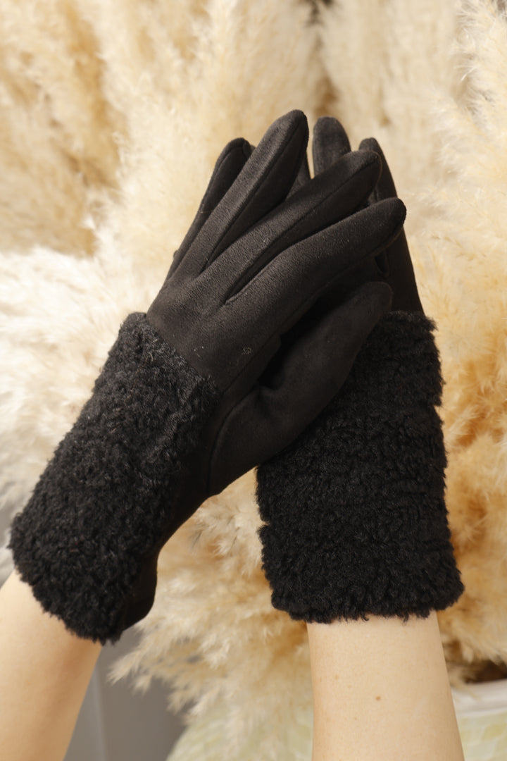 Marlee Wool cuff gloves Black