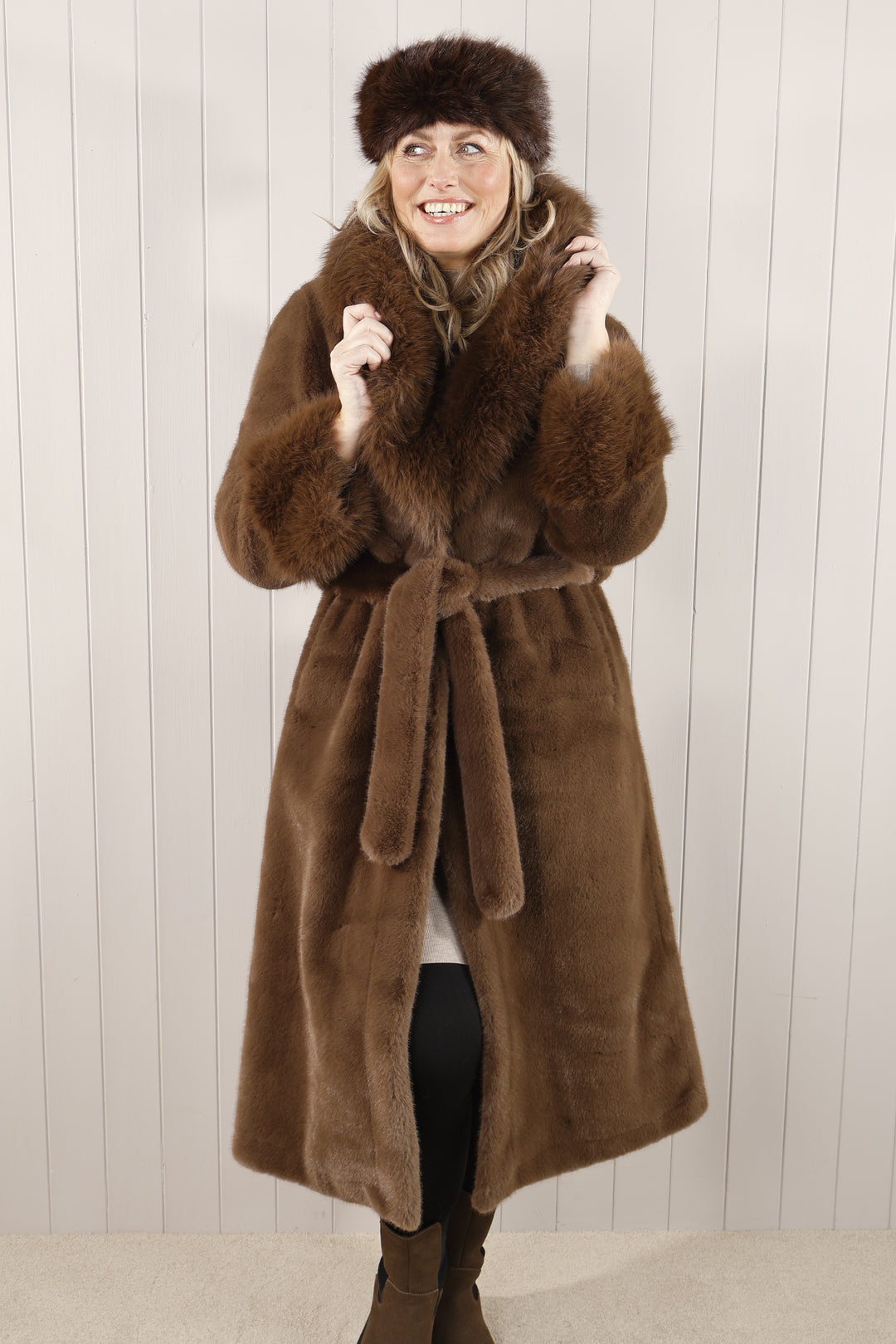 Tegan Faux fur Coat Chocolate