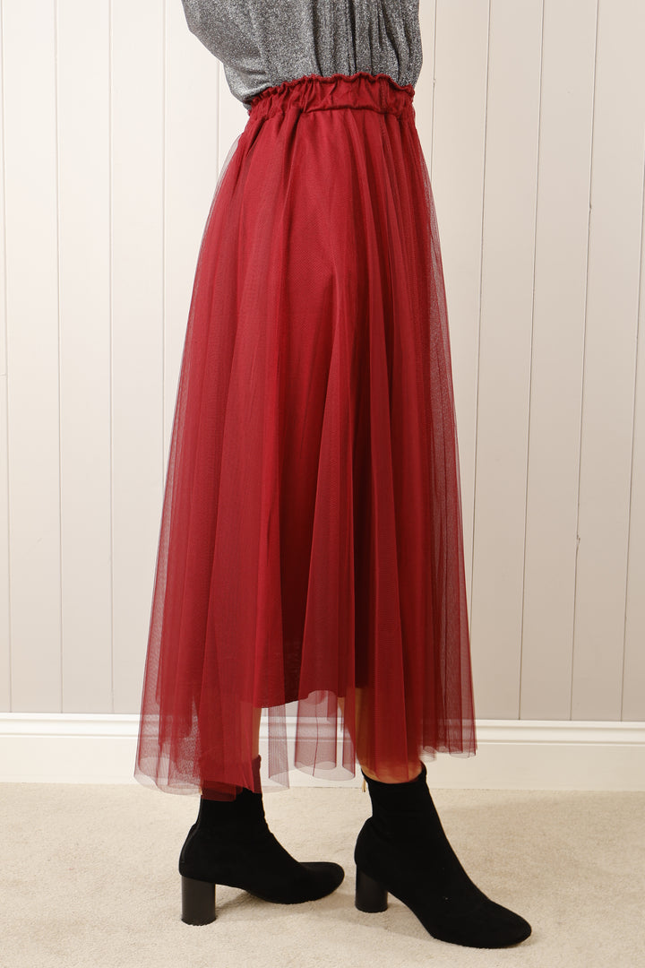 Dilly Plain net skirt Wine