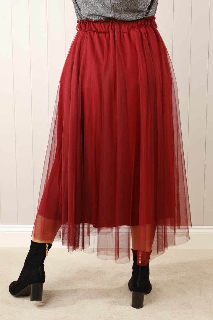 Dilly Plain net skirt Wine