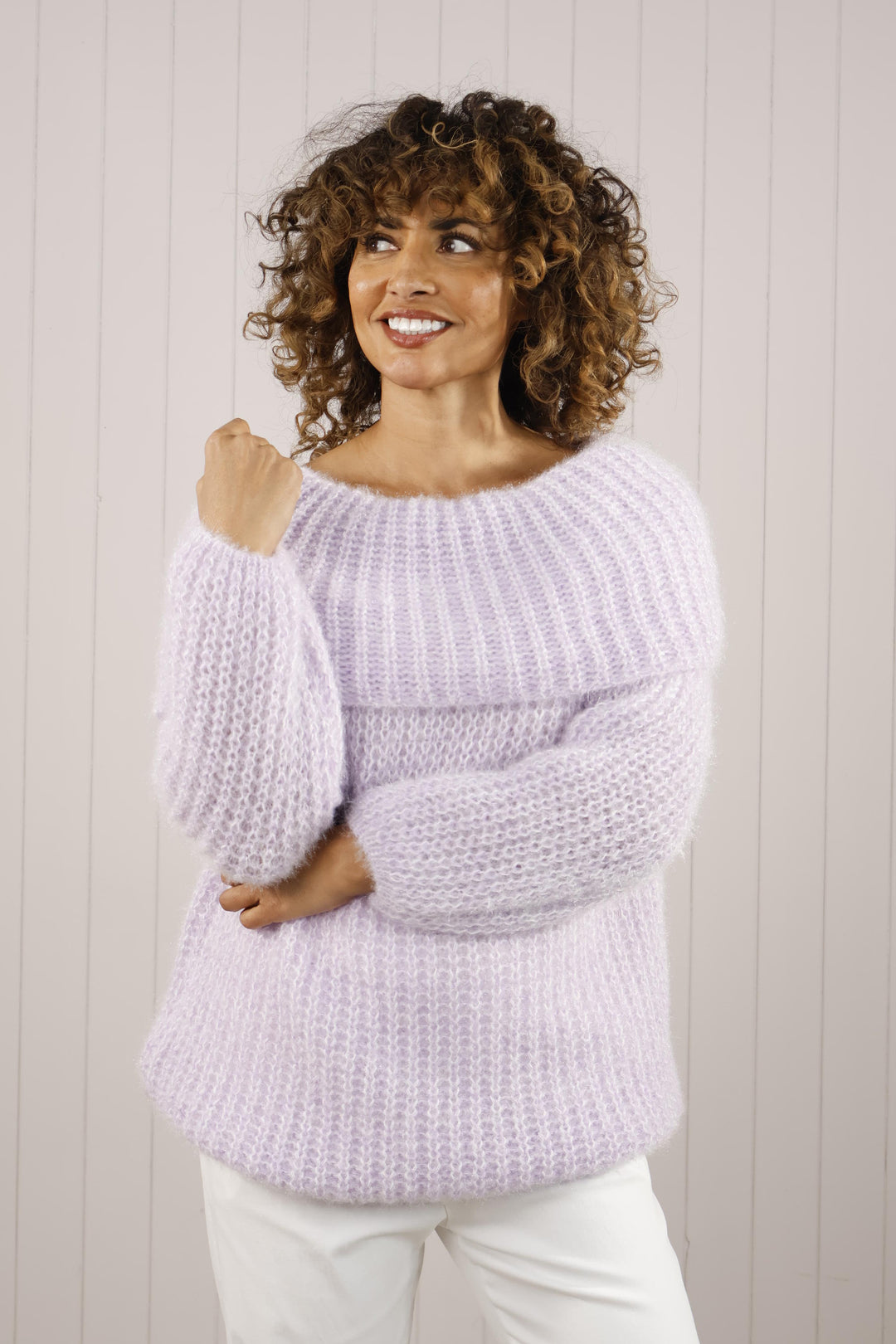 Bardot Fluffy Jumper Lilac