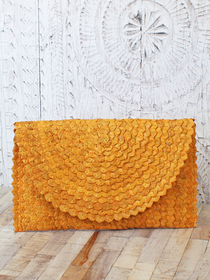 Shay Straw Clutch Bag Orange