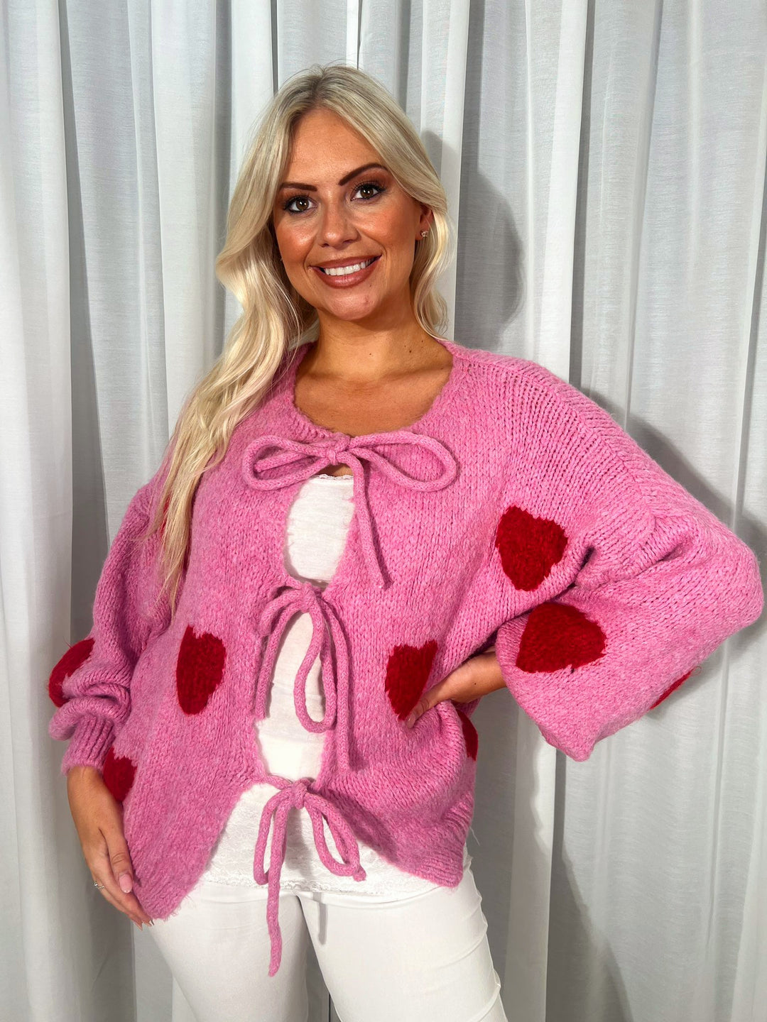 Heart Cardigan Pink