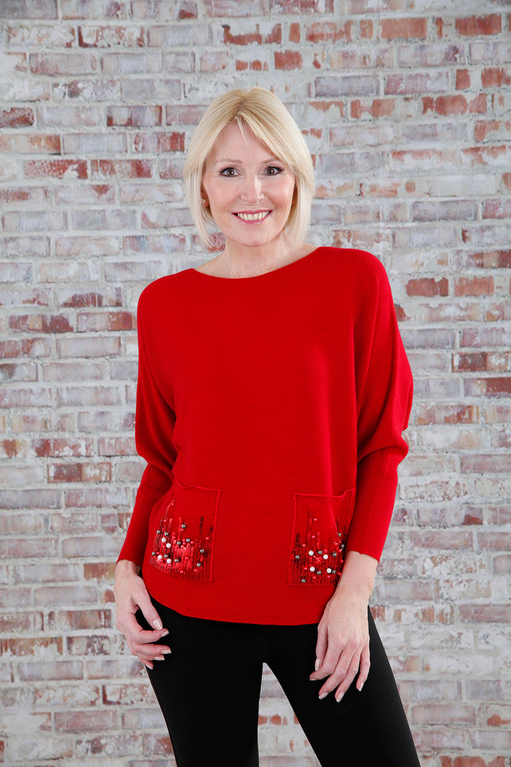 Scarlet Red Ellie Batwing Top