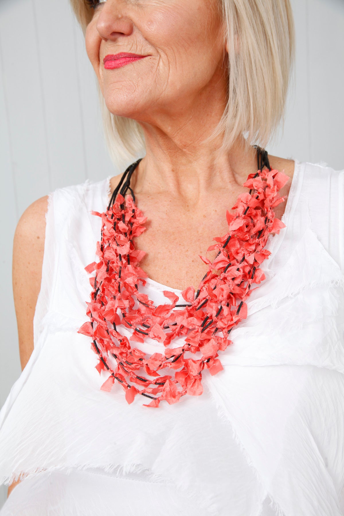 Red Statement Multi Strand Tagua Nut Necklace - Galapagos Tagua Jewelry