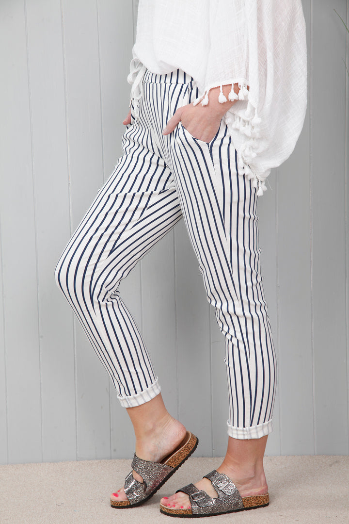 Striped Magic Pants Navy/White