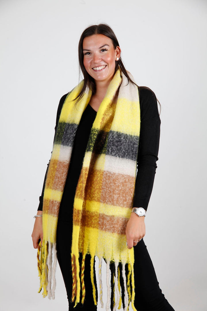 Checked Wool Contrast Scarf - Goose Island