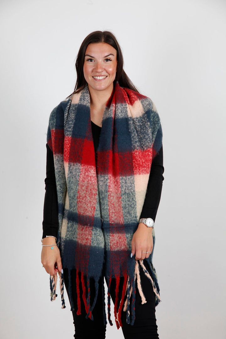 Checked Wool Contrast Scarf - Goose Island