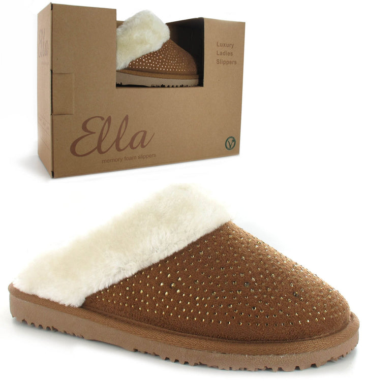 Chestnut Charlotte Embellished Slippers - Goose Island