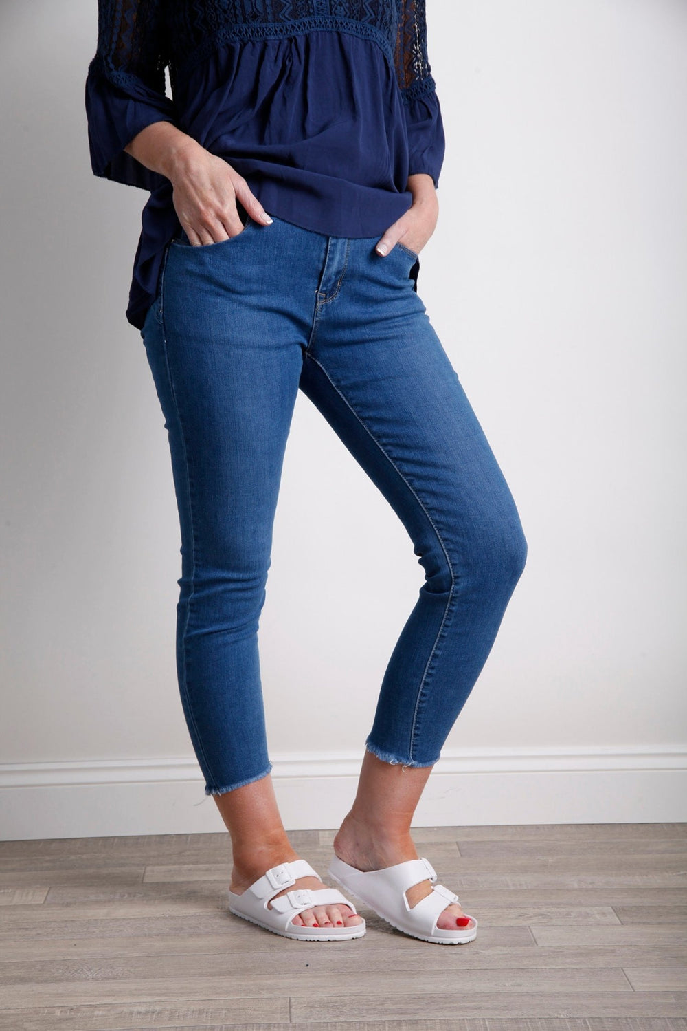 Frayed Hem Denim Push Up Jean - Goose Island