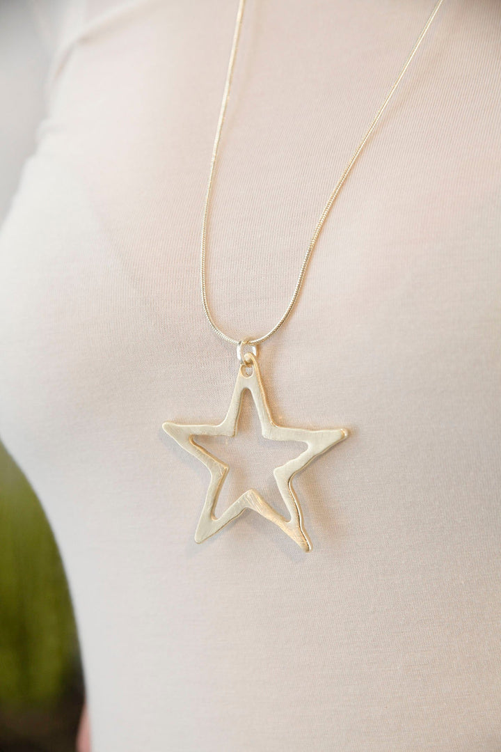 Gold Open Star Pendant Necklace - Goose Island