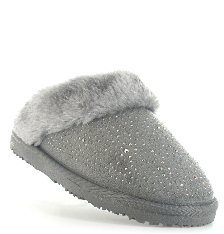 Grey Charlotte Embellished Slippers - Goose Island