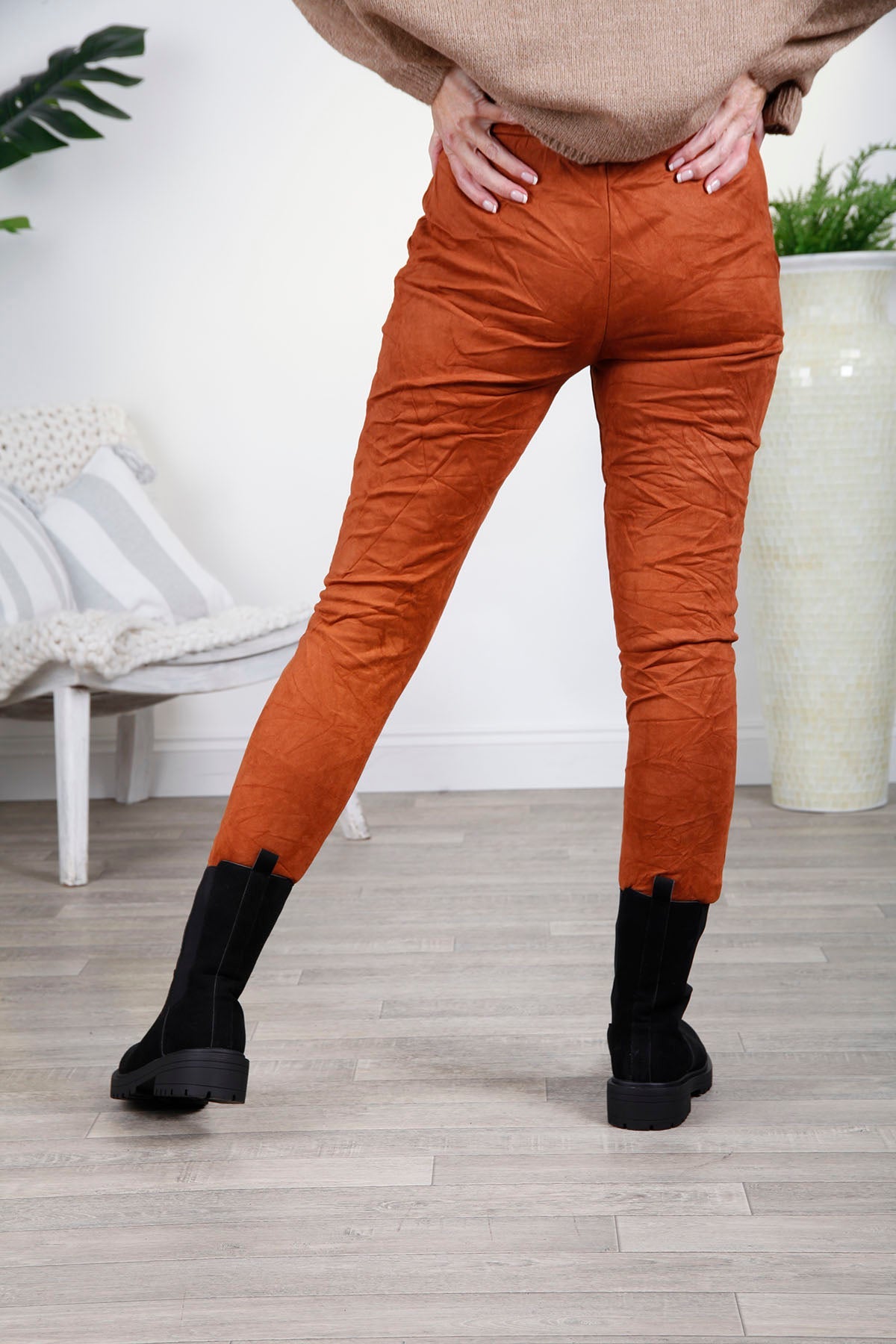 Orange store suede pants