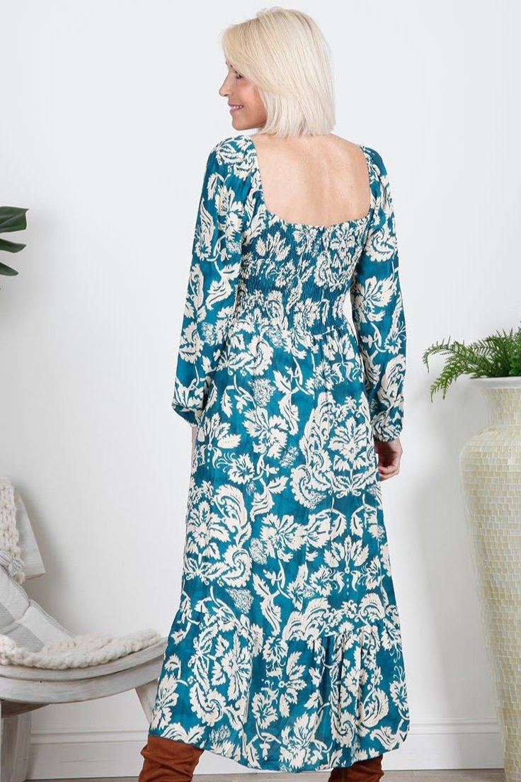 Teal Baroque Dress - Goose Island